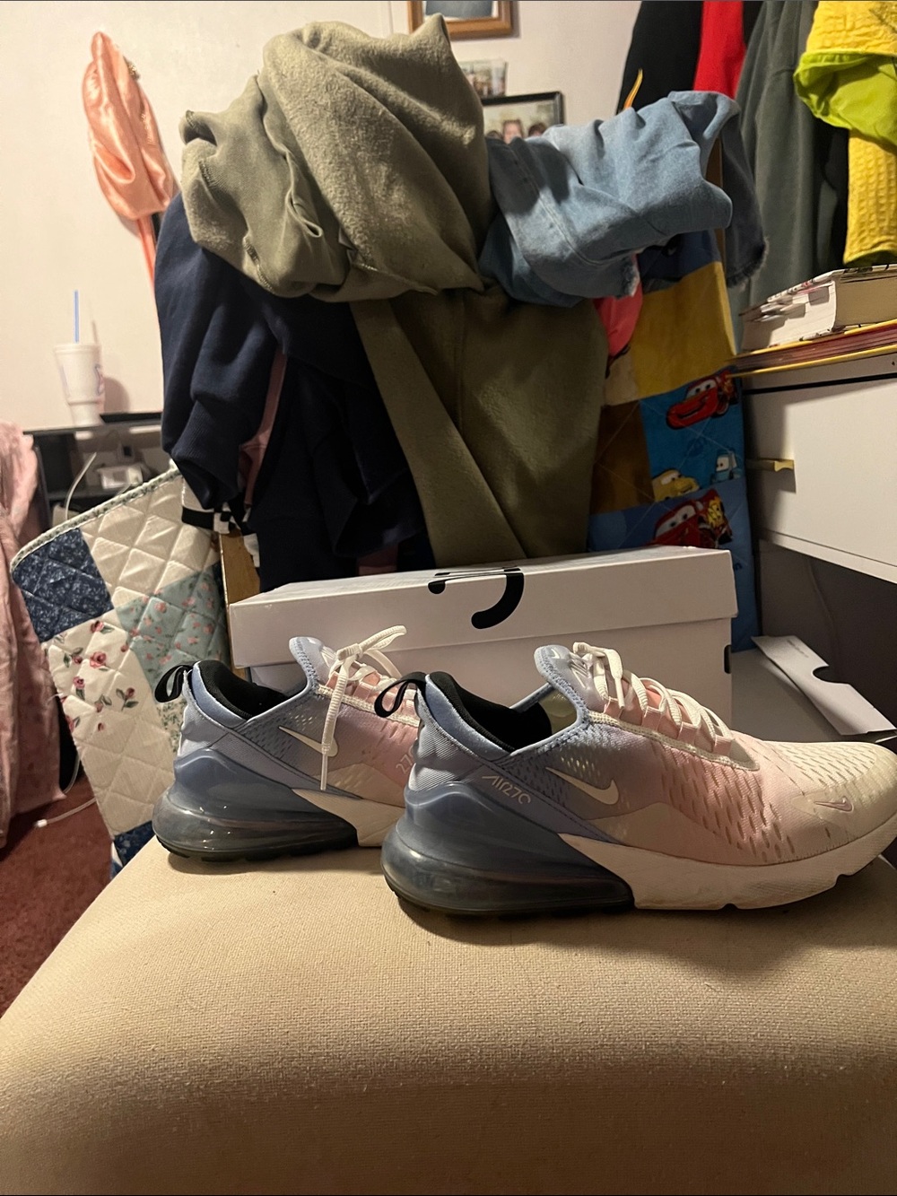 Nike Women’s Air Max 270 White Pink Blue Gradient Sneakers